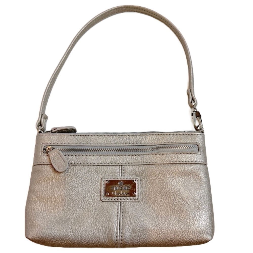 Nicole Miller Silver Convertible Baguette - Wristlet Bag